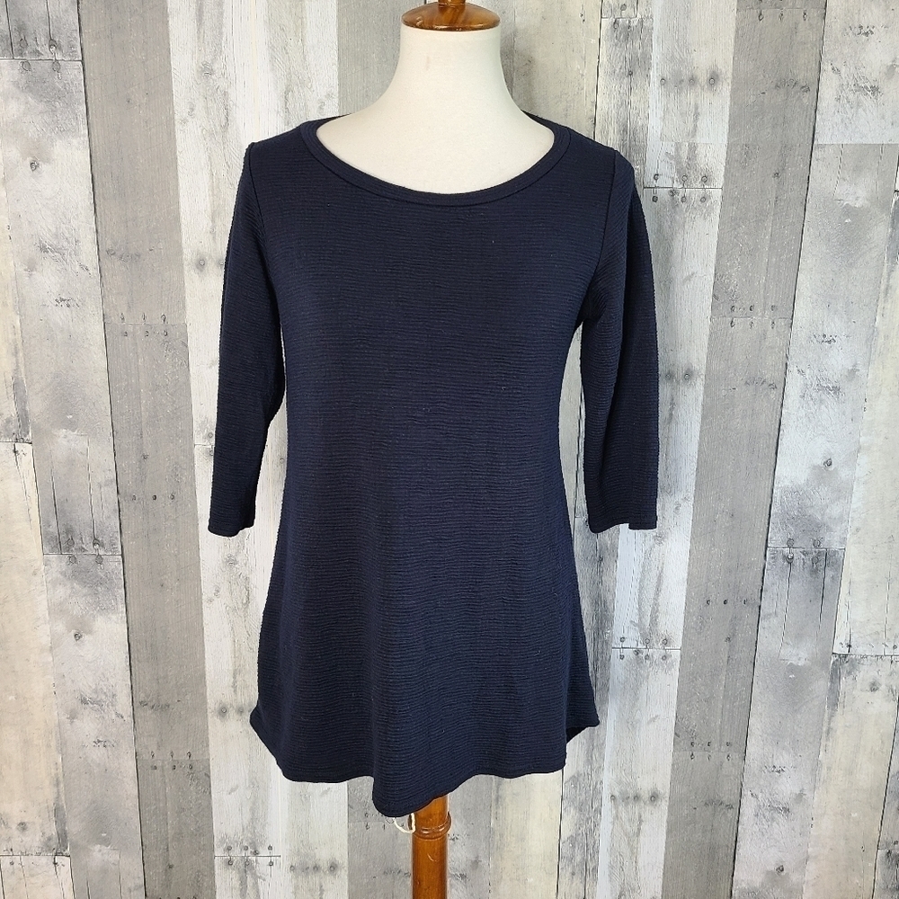 Cut Loose XS Navy Ribbed High Low Hem Top